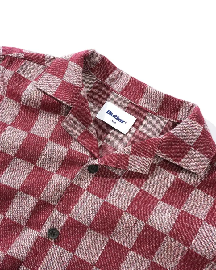 Butter Goods Checker Vacation SS Shirt Burgundy Men Shirts Butter Goods Checker Vacation SS Shirt Burgundy Men Shirts
