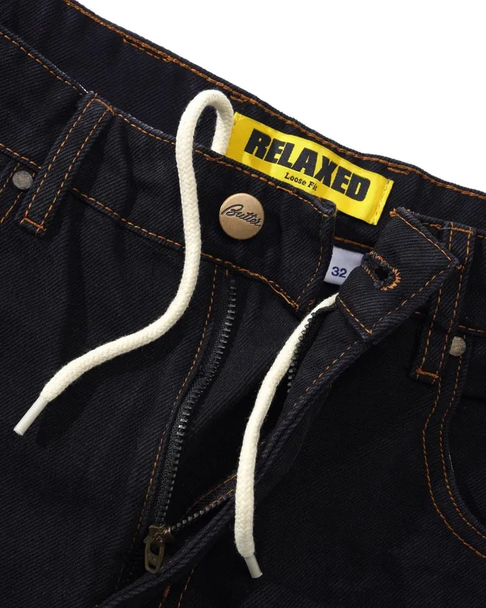 Butter Goods Core Denim Men Relaxed Denim Jeans Washed Black Butter Goods Core Denim Men Relaxed Denim Jeans Washed Black