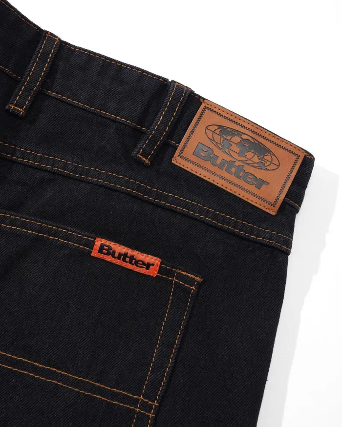 Butter Goods Core Denim Men Relaxed Denim Jeans Washed Black Butter Goods Core Denim Men Relaxed Denim Jeans Washed Black