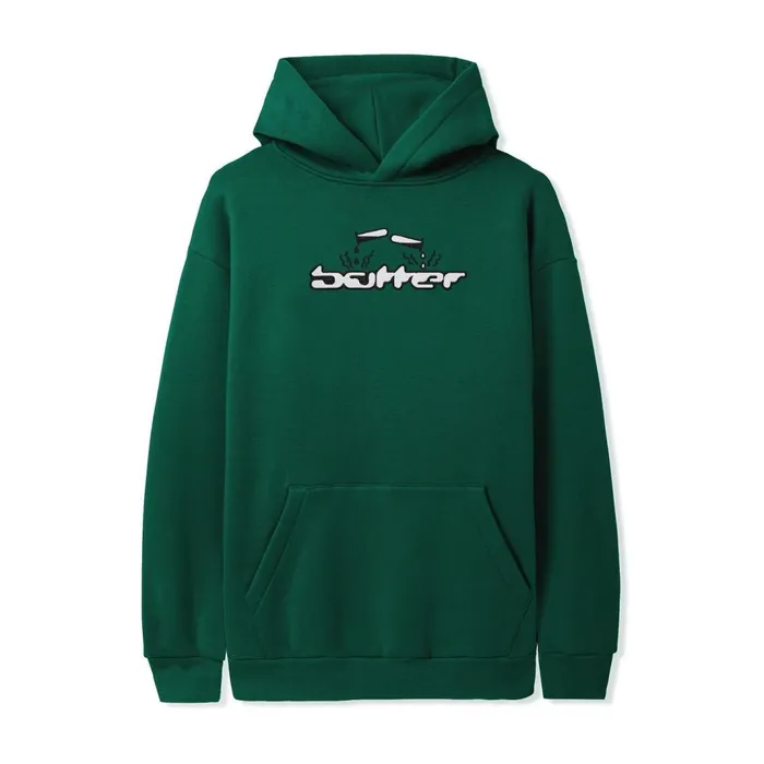 Butter Goods Corrosive Applique Pullover Hood Forest Green Men Fleece