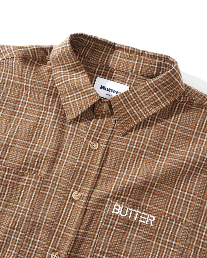 Butter Goods Equipt Plaid Shirt Oak Men Shirts Butter Goods Equipt Plaid Shirt Oak Men Shirts
