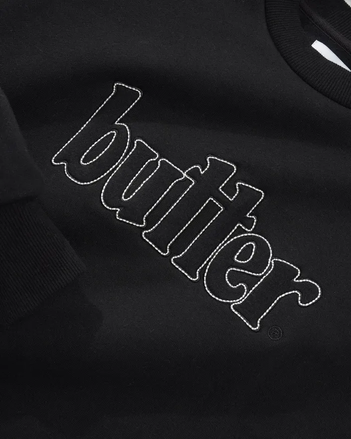 Butter Goods Fleece Men Fleece Applique Crewneck Black Butter Goods Fleece Men Fleece Applique Crewneck Black