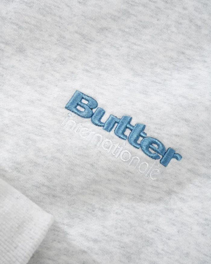 Butter Goods Fleece Men Internationale Embroidered Crewneck Ash Butter Goods Fleece Men Internationale Embroidered Crewneck Ash