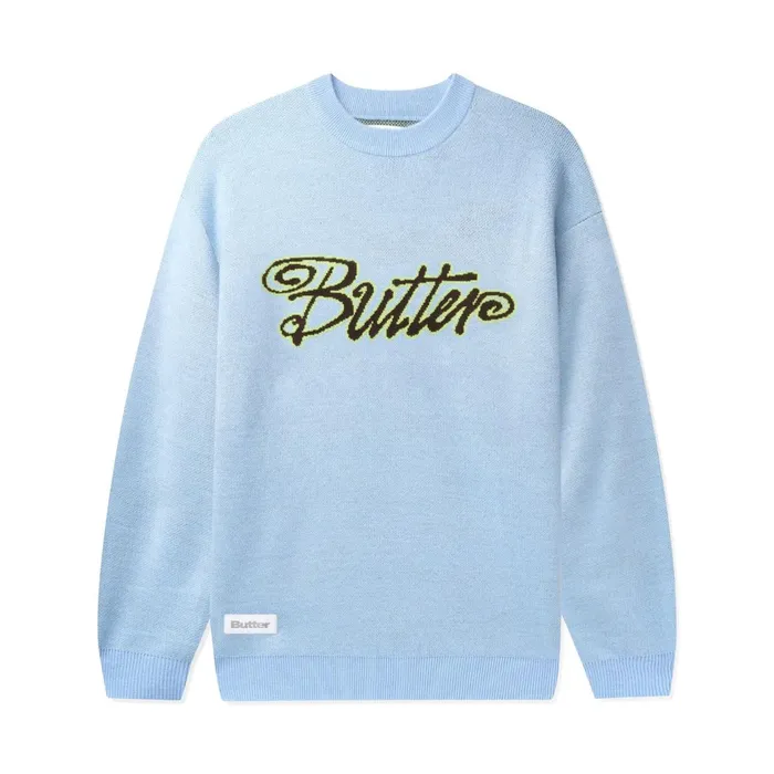 Butter Goods Fleece Men Jive Knit Sweater Lake Blue