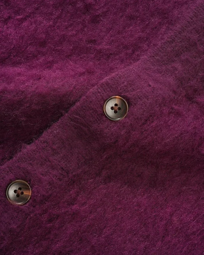 Butter Goods Fleece Men Mohair Button Up Knitted Shirt Port