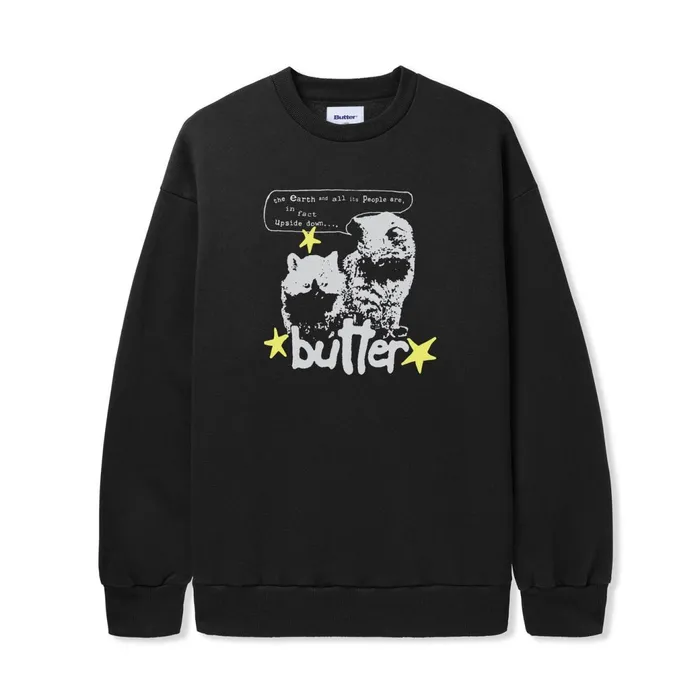 Butter Goods Fleece Men Upside Down Crewneck Black