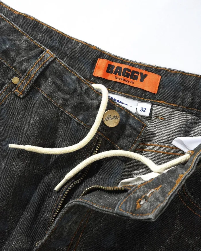 Butter Goods Leopard Denim Jeans Black Men Pants Butter Goods Leopard Denim Jeans Black Men Pants