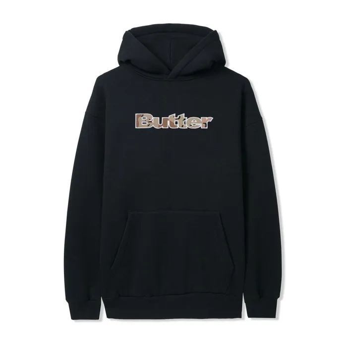 Butter Goods Logo Camo Applique Pullover Hood Black Men Fleece