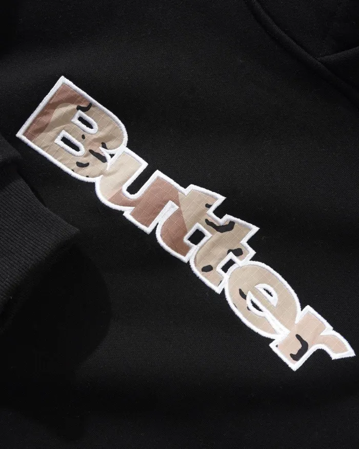 Butter Goods Logo Camo Applique Pullover Hood Black Men Fleece Butter Goods Logo Camo Applique Pullover Hood Black Men Fleece