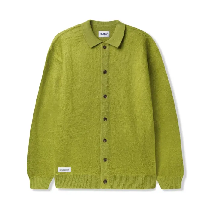 Butter Goods Mohair Button Up Knitted Shirt Moss Men Fleece