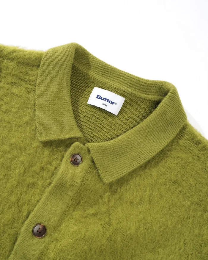 Butter Goods Mohair Button Up Knitted Shirt Moss Men Fleece Butter Goods Mohair Button Up Knitted Shirt Moss Men Fleece