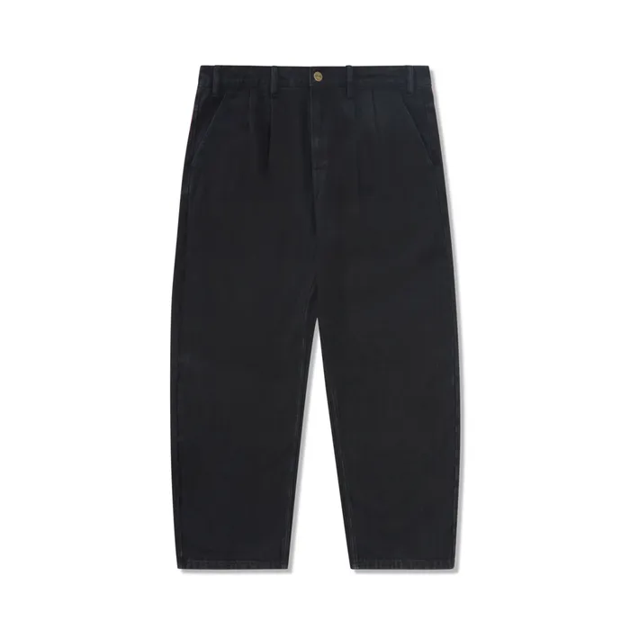 Butter Goods Pants Men Blue Note Pleated Denim Jeans Washed Black