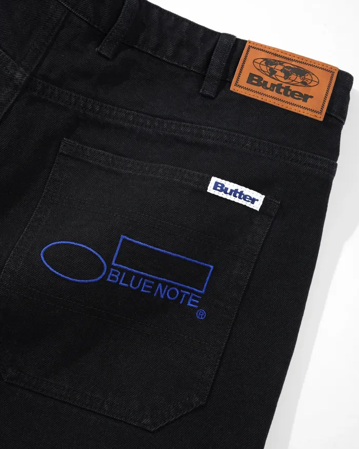 Butter Goods Pants Men Blue Note Pleated Denim Jeans Washed Black Butter Goods Pants Men Blue Note Pleated Denim Jeans Washed Black
