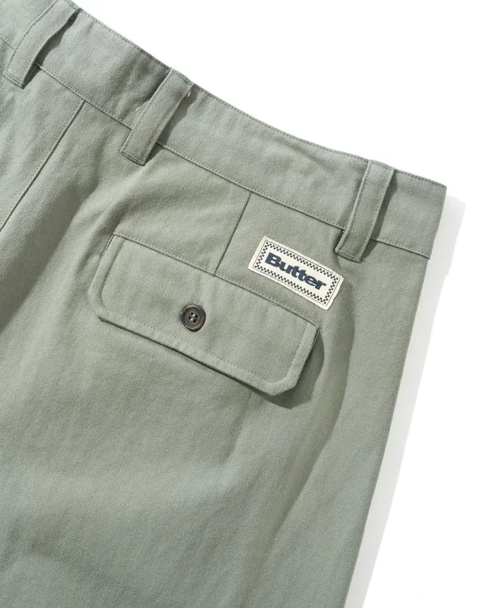 Butter Goods Pants Men Pleated Trousers Moss Butter Goods Pants Men Pleated Trousers Moss
