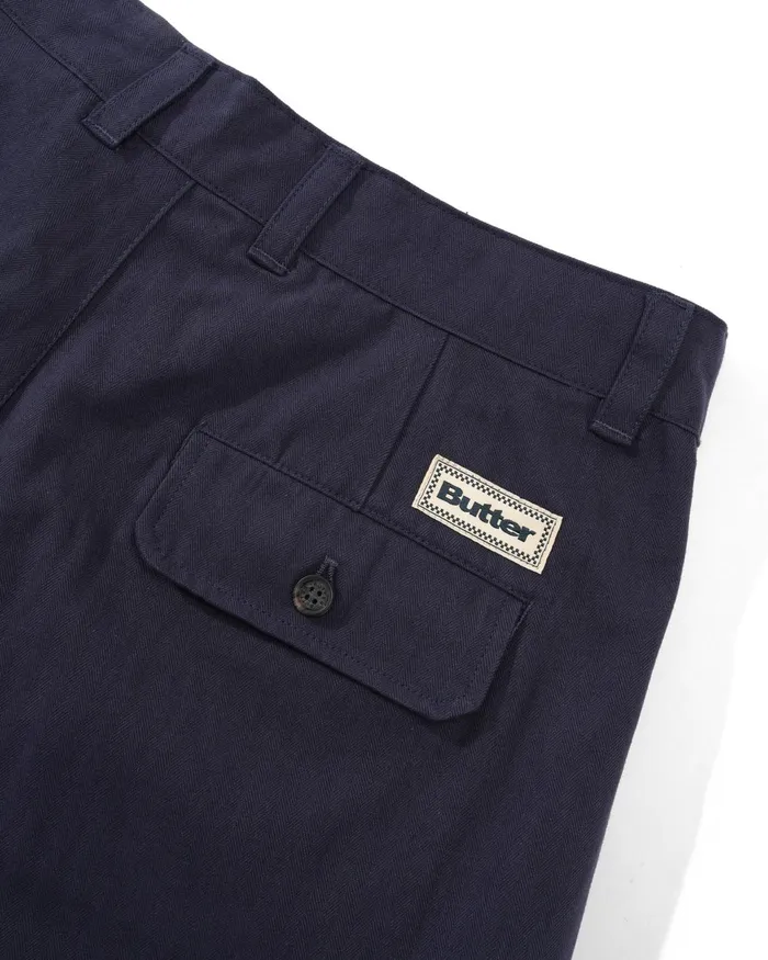 Butter Goods Pants Men Pleated Trousers Navy Butter Goods Pants Men Pleated Trousers Navy