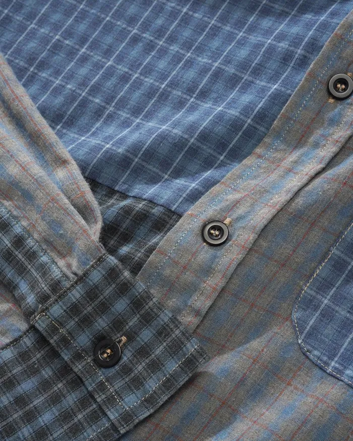 Butter Goods Patchwork Plaid LS Shirt Overdye Navy Men Shirts Butter Goods Patchwork Plaid LS Shirt Overdye Navy Men Shirts