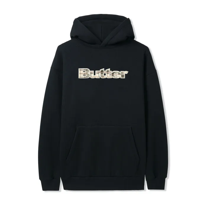 Butter Goods Plaid Applique Pullover Hood Black Men Fleece