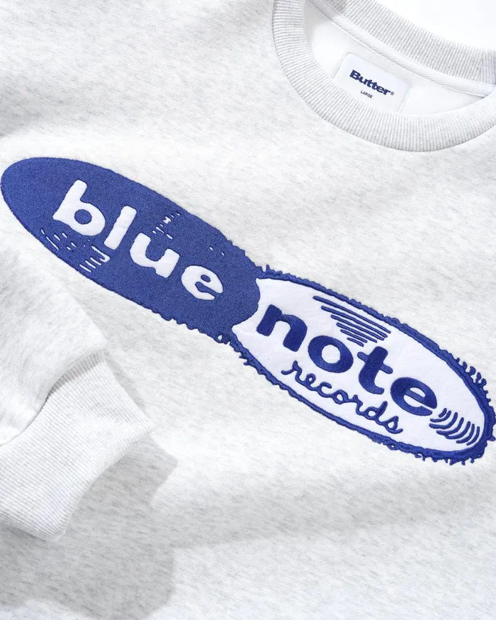 Butter Goods Records Logo Felt Applique Crewneck Ash Men Fleece Butter Goods Records Logo Felt Applique Crewneck Ash Men Fleece