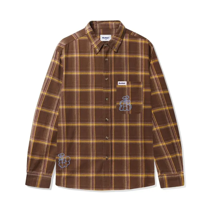 Butter Goods Shirts Men Bugs Flannel Shirt Chestnut