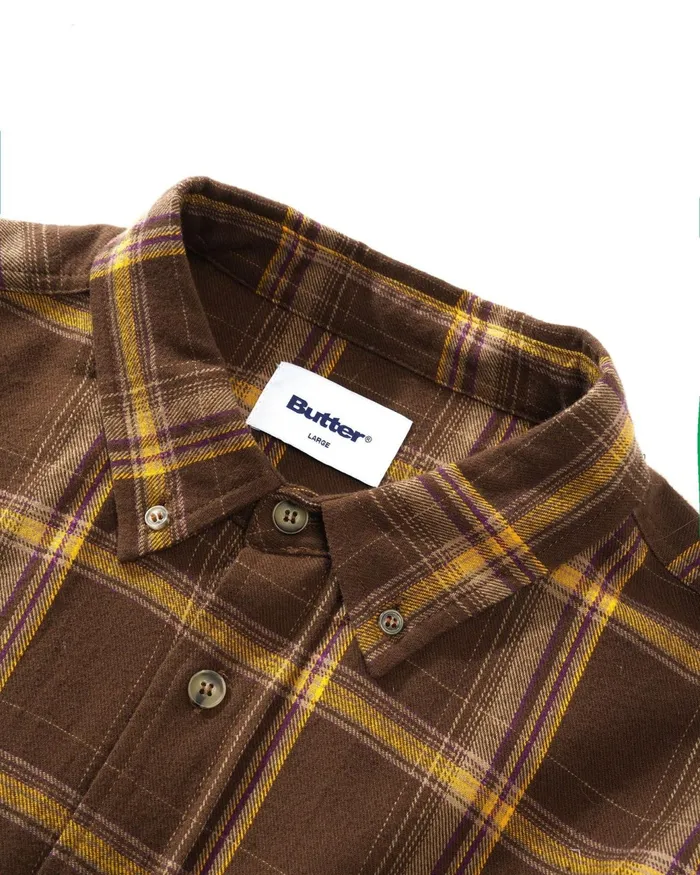 Butter Goods Shirts Men Bugs Flannel Shirt Chestnut Butter Goods Shirts Men Bugs Flannel Shirt Chestnut