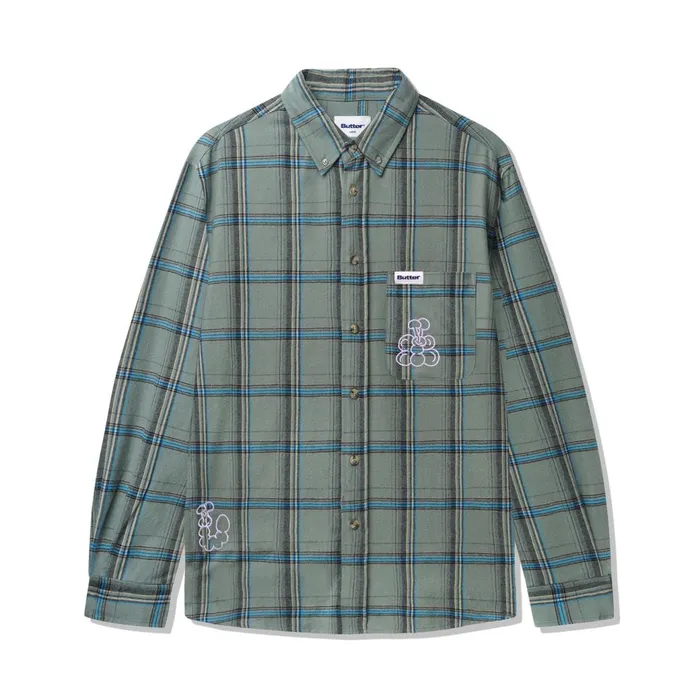 Butter Goods Shirts Men Bugs Flannel Shirt Sage
