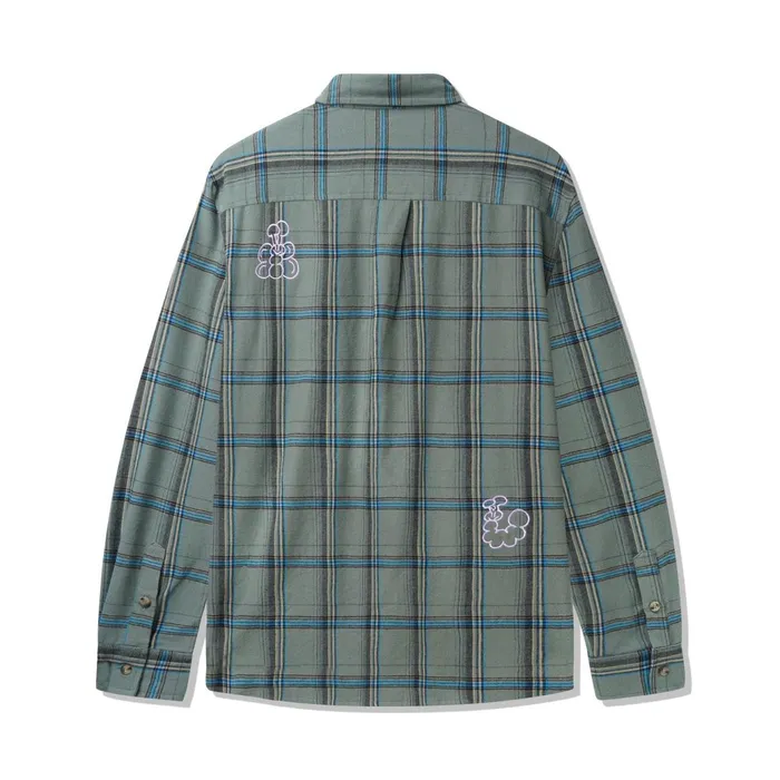 Butter Goods Shirts Men Bugs Flannel Shirt Sage Butter Goods Shirts Men Bugs Flannel Shirt Sage