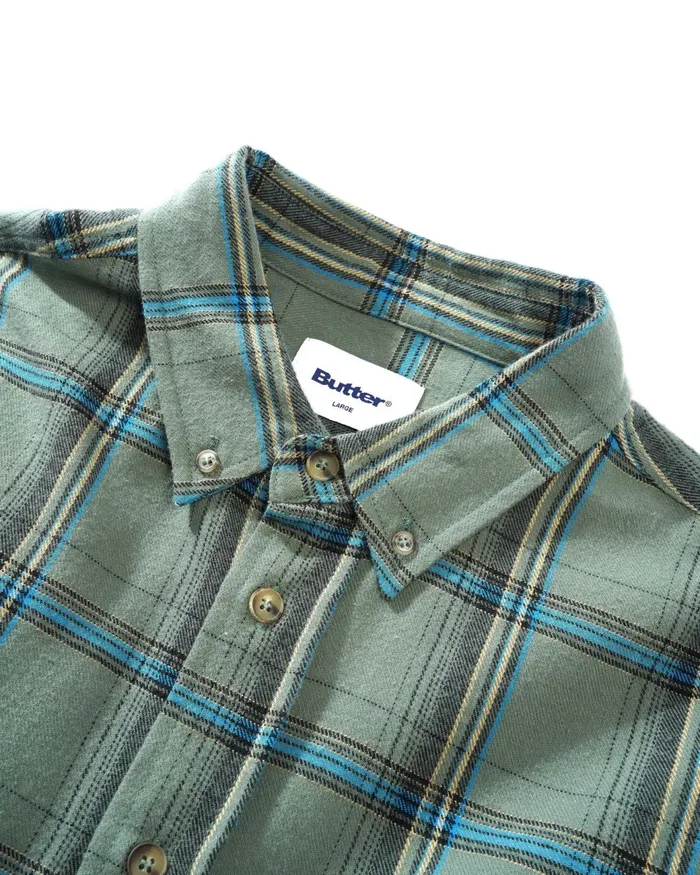 Butter Goods Shirts Men Bugs Flannel Shirt Sage Butter Goods Shirts Men Bugs Flannel Shirt Sage