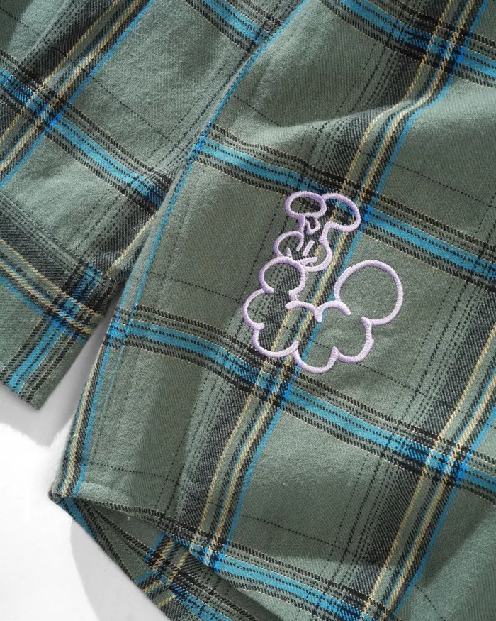 Butter Goods Shirts Men Bugs Flannel Shirt Sage Butter Goods Shirts Men Bugs Flannel Shirt Sage