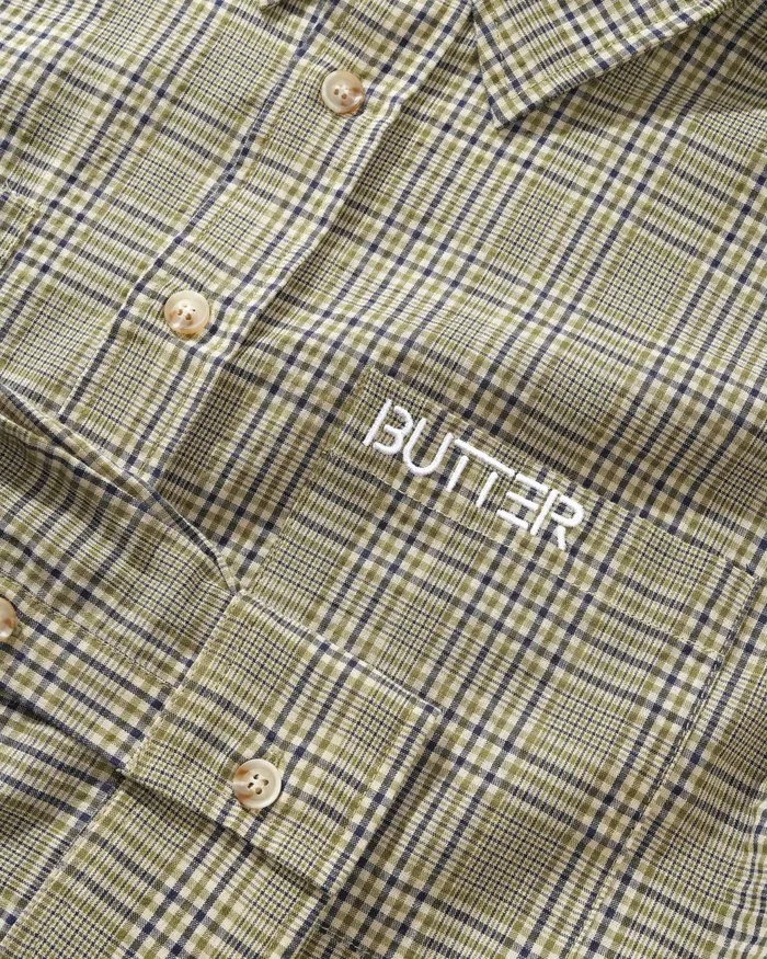 Butter Goods Shirts Men Equipt Plaid Shirt Olive Butter Goods Shirts Men Equipt Plaid Shirt Olive