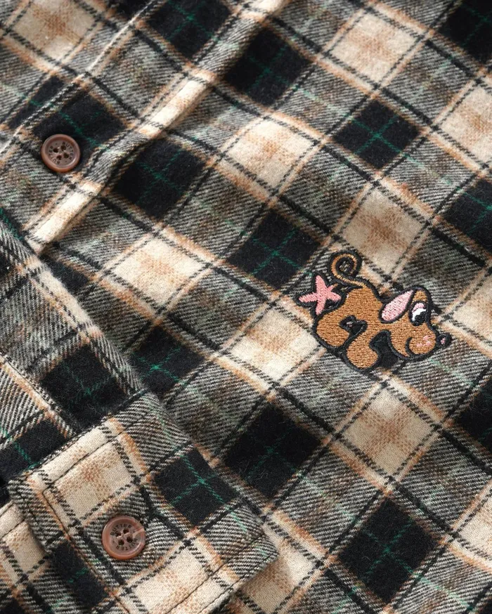 Butter Goods Shirts Men Pooch Flannel Shirt Black Butter Goods Shirts Men Pooch Flannel Shirt Black