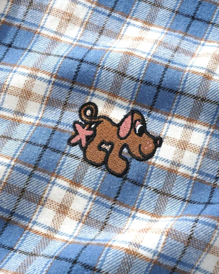 Butter Goods Shirts Men Pooch Flannel Shirt Sky Blue Butter Goods Shirts Men Pooch Flannel Shirt Sky Blue