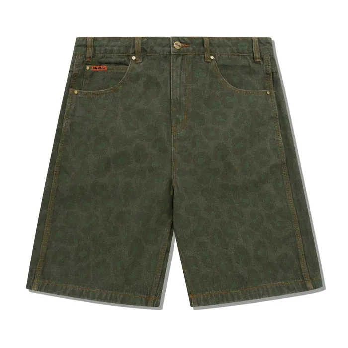 Butter Goods Shorts Men Leopard Denim Shorts Army