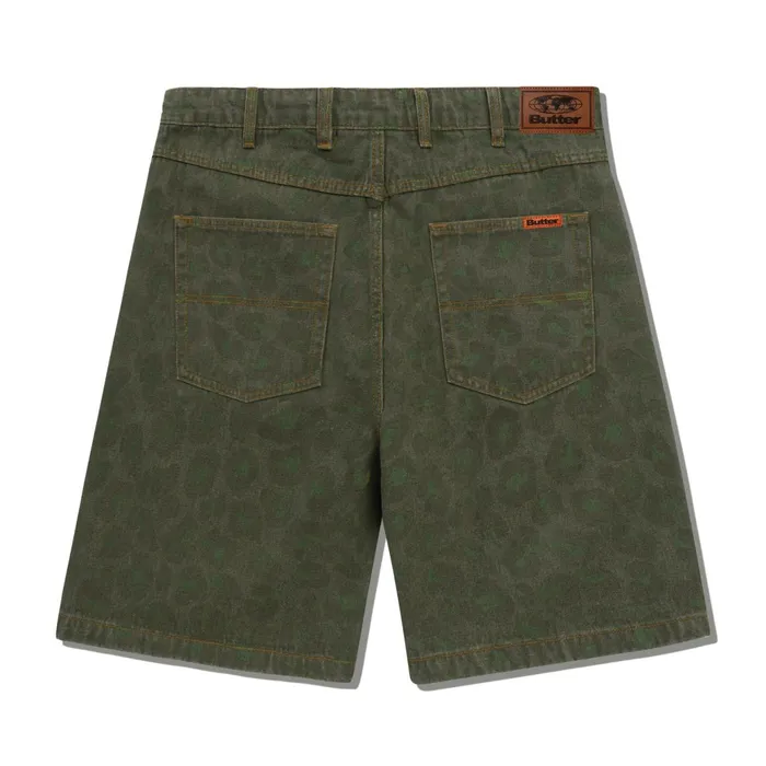 Butter Goods Shorts Men Leopard Denim Shorts Army Butter Goods Shorts Men Leopard Denim Shorts Army