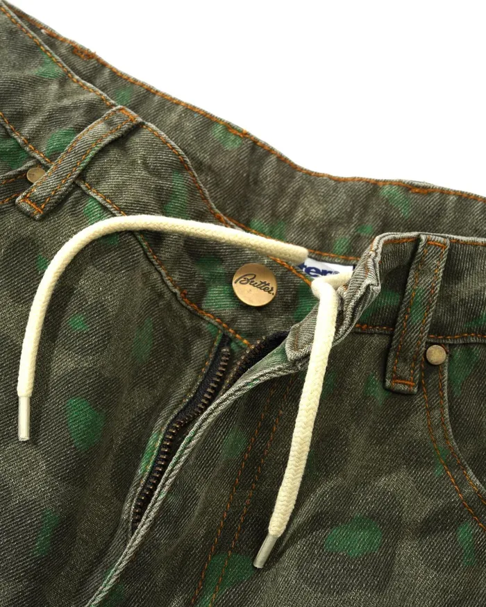Butter Goods Shorts Men Leopard Denim Shorts Army Butter Goods Shorts Men Leopard Denim Shorts Army