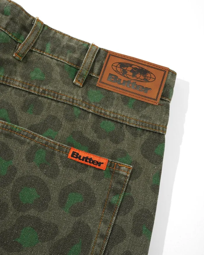 Butter Goods Shorts Men Leopard Denim Shorts Army Butter Goods Shorts Men Leopard Denim Shorts Army