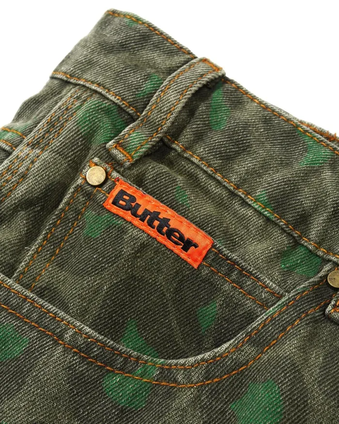 Butter Goods Shorts Men Leopard Denim Shorts Army Butter Goods Shorts Men Leopard Denim Shorts Army