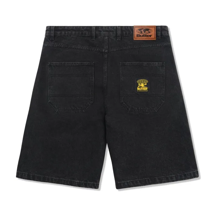 Butter Goods Shorts Men Patch Pocket Denim Shorts Washed Black