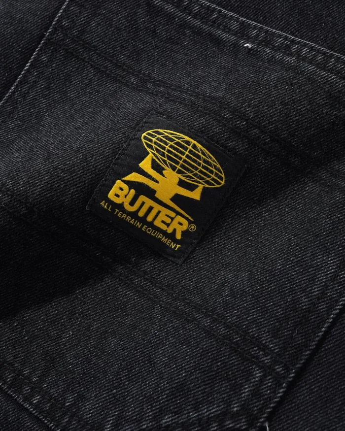 Butter Goods Shorts Men Patch Pocket Denim Shorts Washed Black