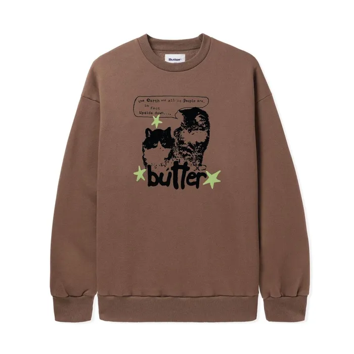 Butter Goods Upside Down Crewneck Washed Wood Men Fleece