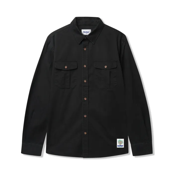 Butter Goods Washed Pocket LS Shirt Black Men Shirts