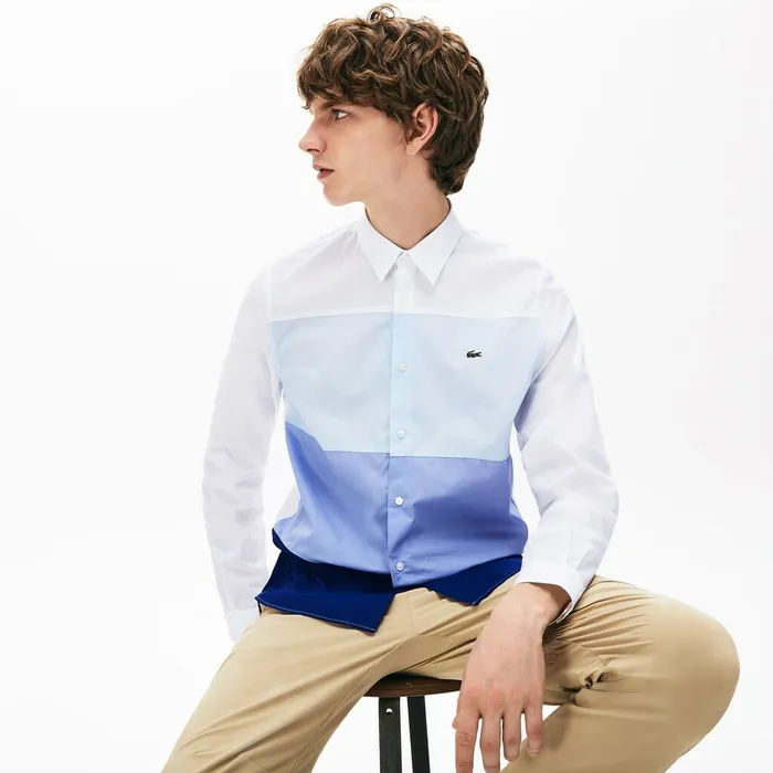 Button Down Shirts Lacoste Mens Regular Fit Colorblock Cotton Shirt Navy BluePurpleLight BlueWhite Online Store Button Down Shirts Lacoste Mens Regular Fit Colorblock Cotton Shirt Navy BluePurpleLight BlueWhite Online Store