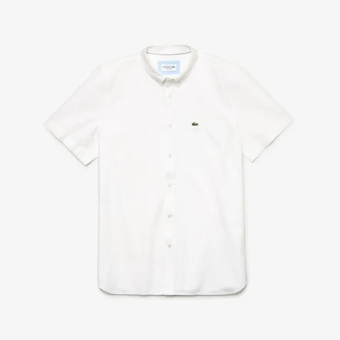 Button Down Shirts Lacoste Mens Regular Fit Oxford Cotton Shirt White Online