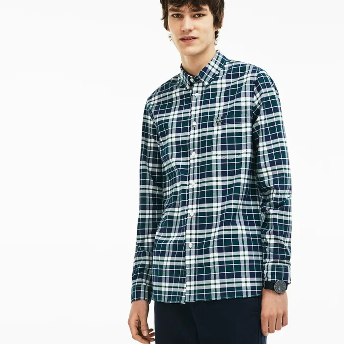 Button Down Shirts Lacoste Mens Slim Fit Check Stretch Oxford Cotton Shirt Green Casaul Button Down Shirts Lacoste Mens Slim Fit Check Stretch Oxford Cotton Shirt Green Casaul