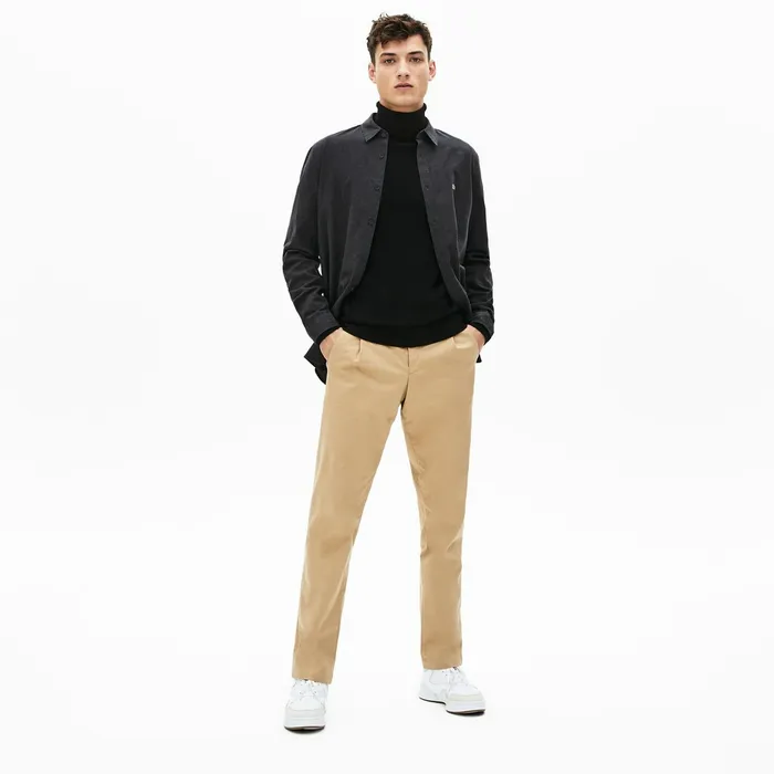 Button Down Shirts Lacoste Mens Slim Fit Cotton Flannel Shirt Grey Online Outlet Store
