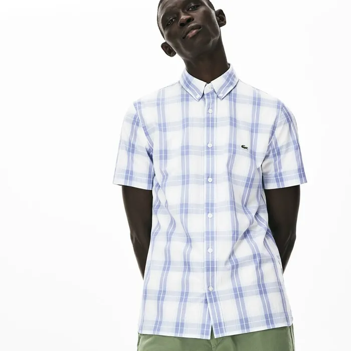 Button Down Shirts Lacoste Mens Slim Fit ShortSleeve Wool Stretch Shirt PurpleLight Blue Online Store Button Down Shirts Lacoste Mens Slim Fit ShortSleeve Wool Stretch Shirt PurpleLight Blue Online Store
