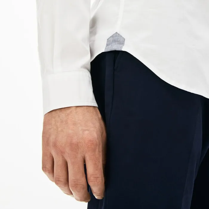 Button Down Shirts Lacoste Mens Soft Cotton Poplin Shirt White Casaul