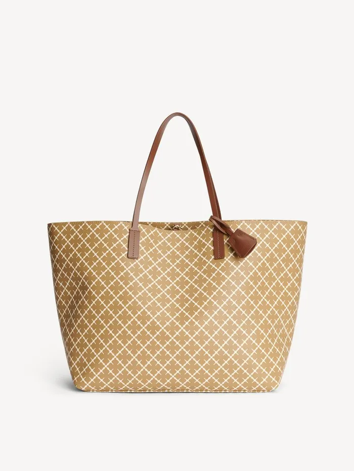 By Malene Birger Tasker Dame Abi Tote Bag Med Print Golden Beige