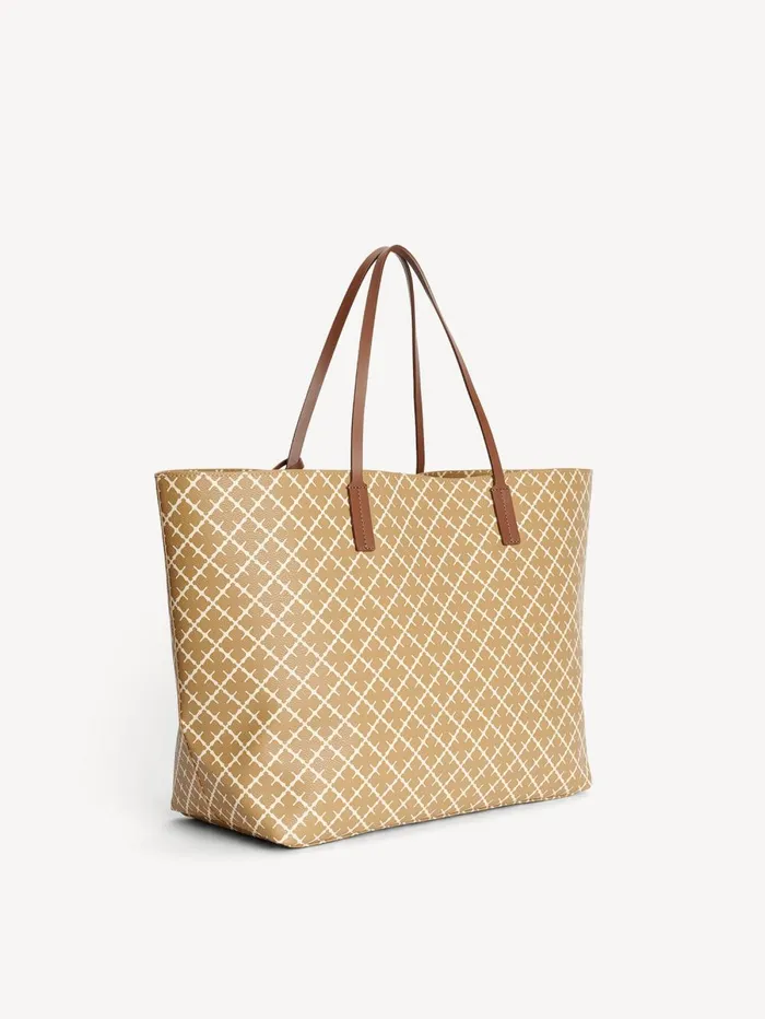 By Malene Birger Tasker Dame Abi Tote Bag Med Print Golden Beige