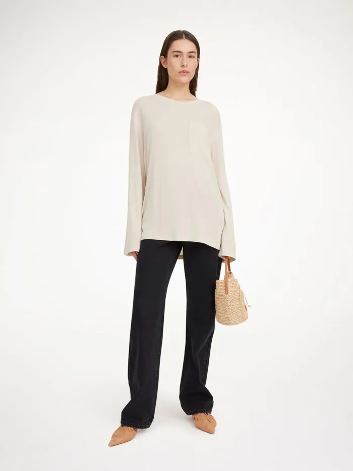 By Malene Birger Toppe Dame Fayeh Langrmet TShirt Oyster Gray
