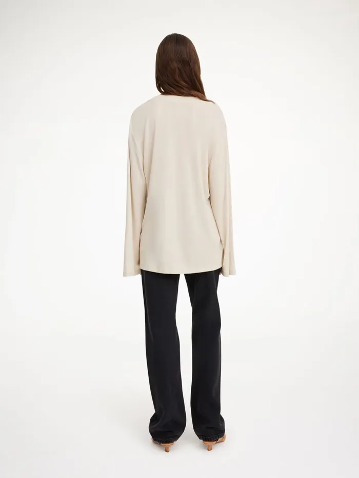 By Malene Birger Toppe Dame Fayeh Langrmet TShirt Oyster Gray